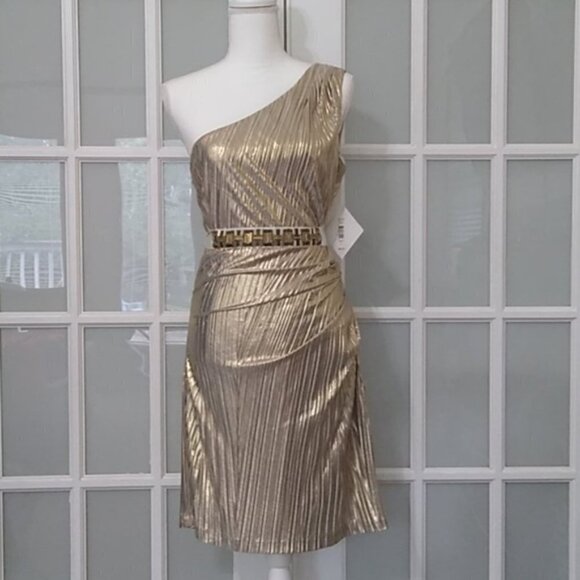 NEW Mark & James Badgley Mischka Metallic Dress - Picture 3 of 16